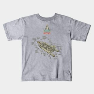 Vintage Space Shuttle Diagram Kids T-Shirt